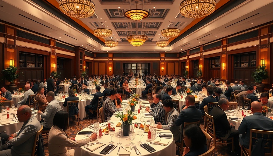 Pacific education ministers dinner with attendees in a decorated hall