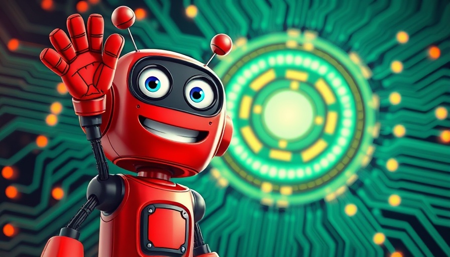 Friendly robot with circuit backdrop waving under 'True Worship' text.