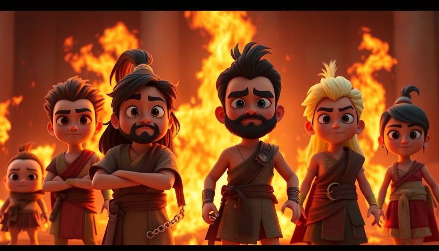 Superbook Fiery Furnace Episode dramatic scene with animated characters.
