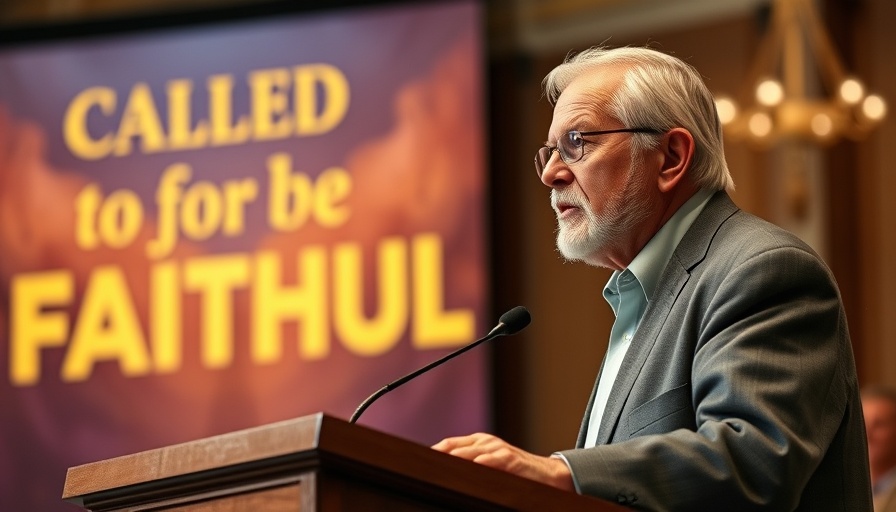 Elderly man speaks about independent ministries in SDA Church at conference podium.