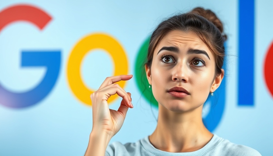 Puzzled woman thinking about Structured Data and SEO with Google logo.