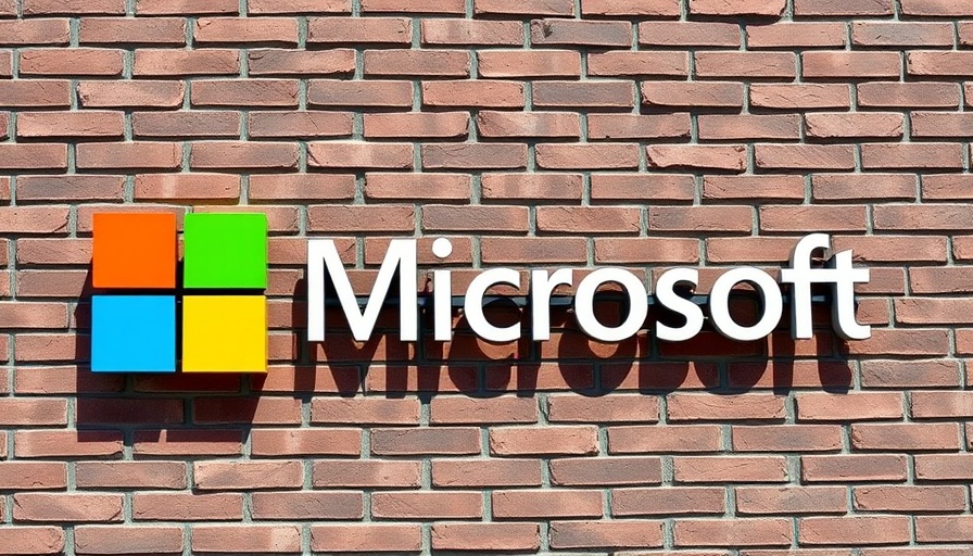 Prominent Microsoft logo on a textured wall in natural light.