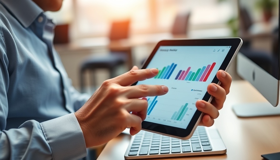 Tablet showing analytical charts for SEO reports for CMOs.