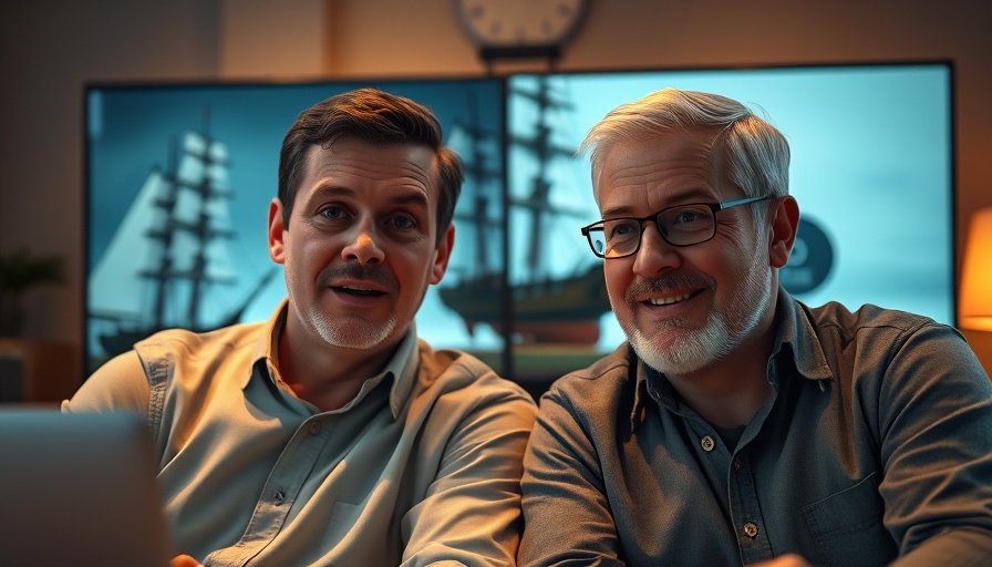 Two men discussing technology in a video call setup, Cybersecurity Tool Optimization.