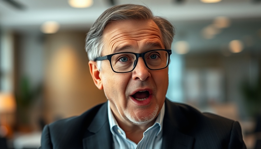 Middle-aged man discussing technology in an office setting.