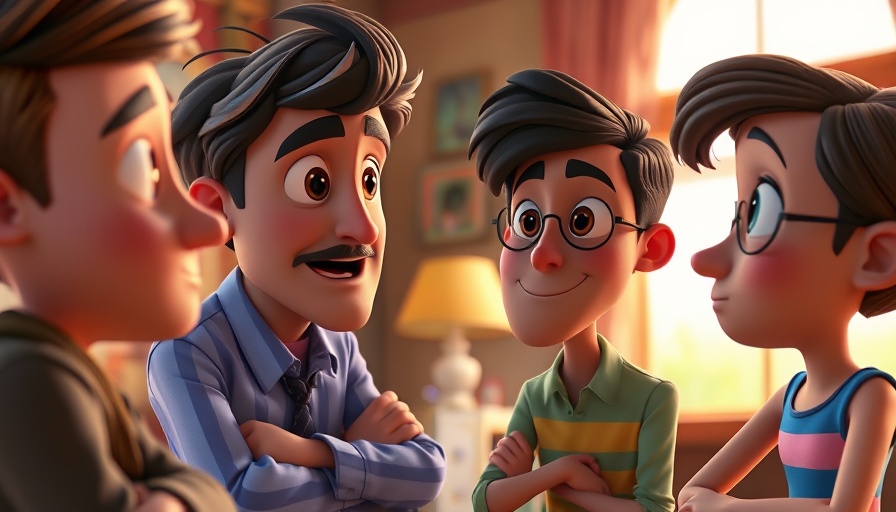 Animated characters discussing sincerely in cozy indoor setting.