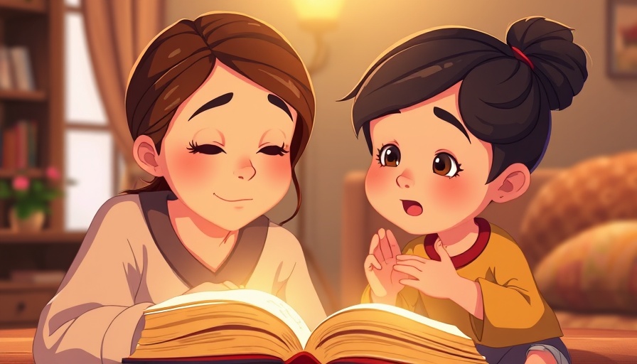 Animated mother and child praying from an open book