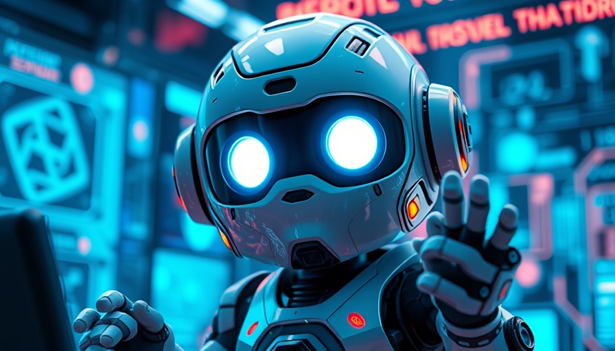 Futuristic robot glowing eyes in high-tech setting, LLMs for Marketers.