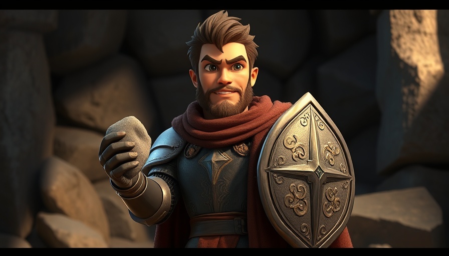 Animated knight holding stone in mystical setting, Relying on God's Word in Trials