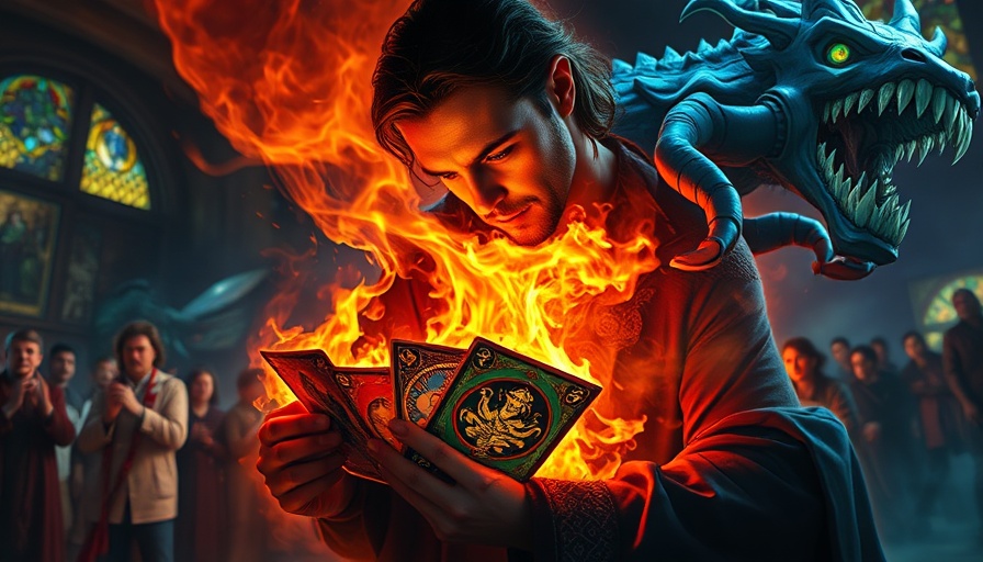 Fantasy scene with El Conflicto del Edén card game theme