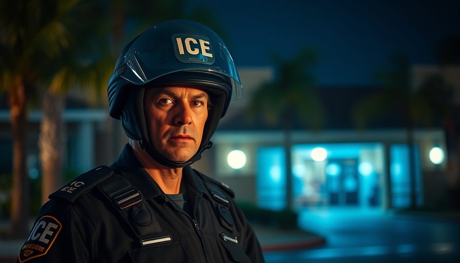 ICE officer outdoors at night, related to student visa cancellations.