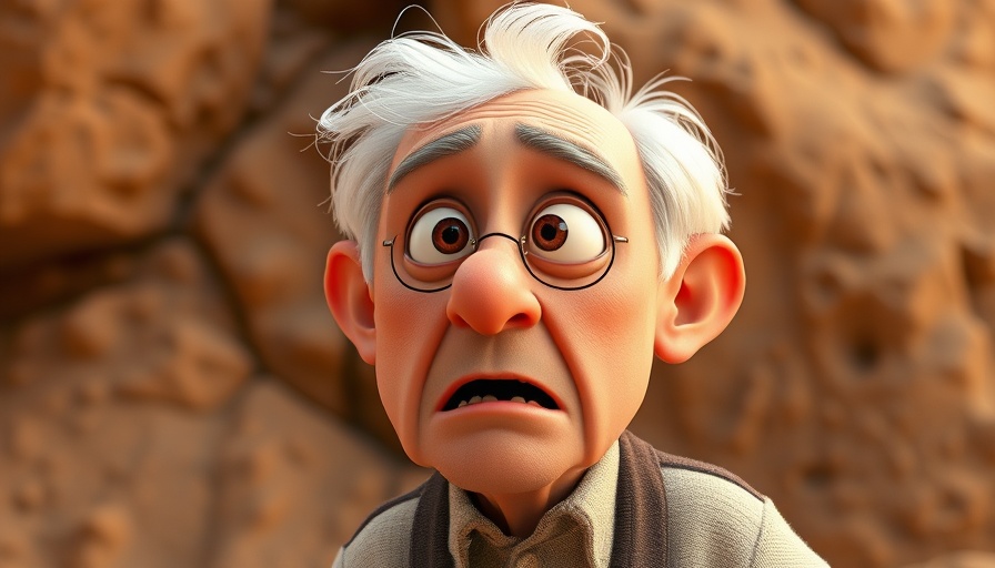 Animated elderly man gasping in surprise, Christian context.