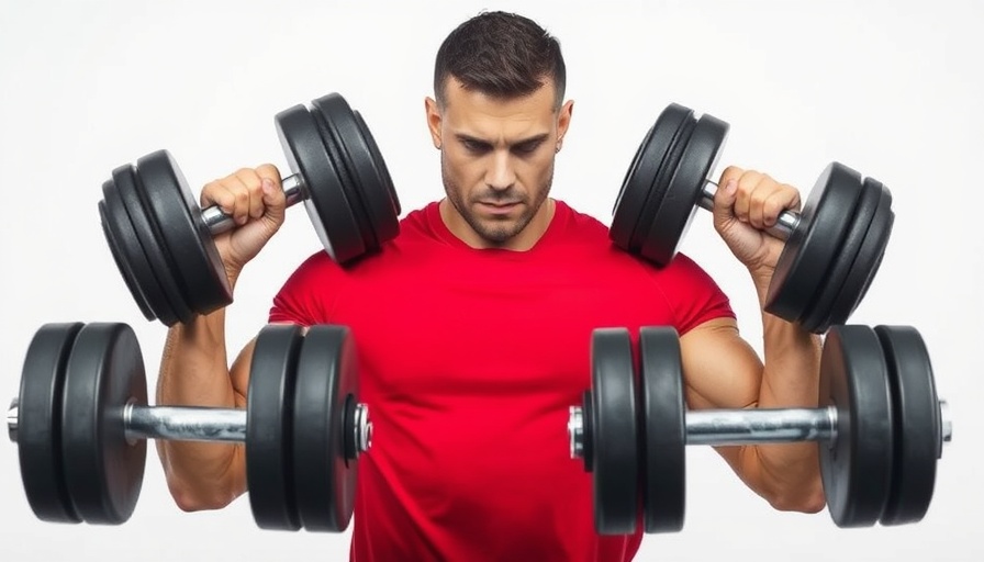 Man lifting heavy dumbbells focusing on strength and stability.