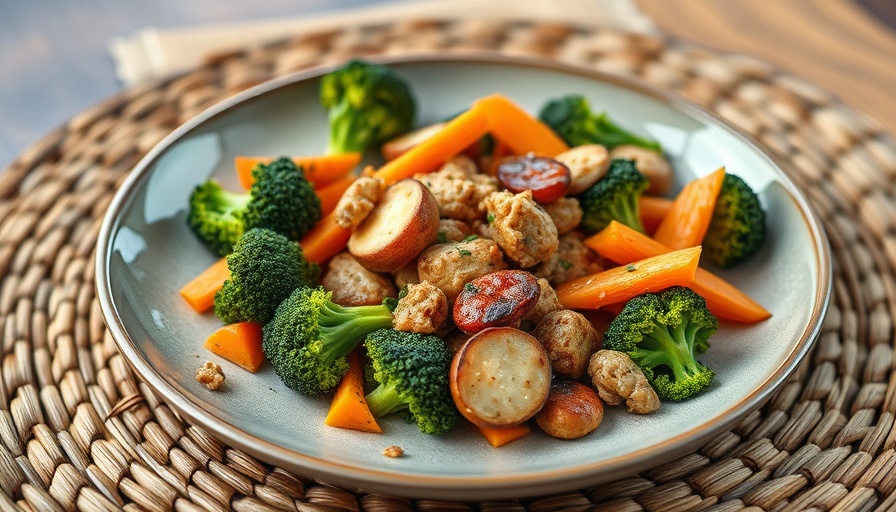 Vegan meal with broccoli and plant protein on a stylish plate.