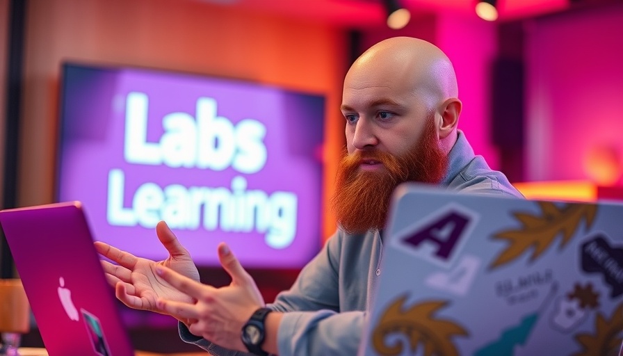 OpenShift AI overview: Bald man gesturing in a modern studio.