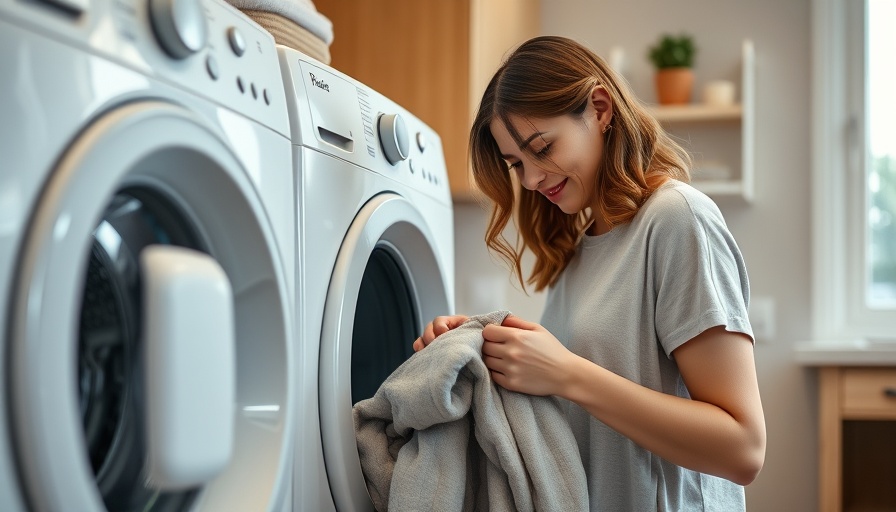 Proper form demonstrated in everyday laundry activity, young woman.
