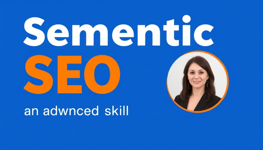 Semantic SEO presentation slide with portrait and text.