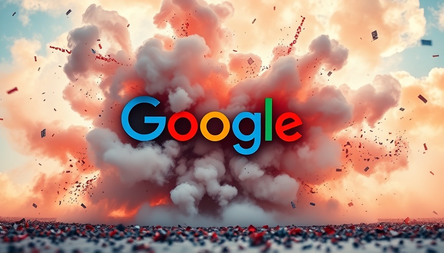 Dynamic Google logo exploding through cloud for e-commerce.