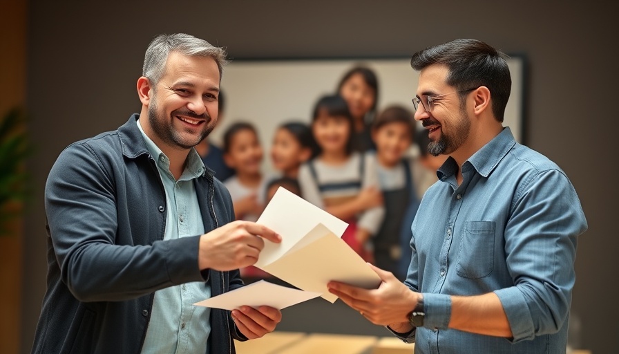 Two men smiling during a fundraising event, fostering student efforts.