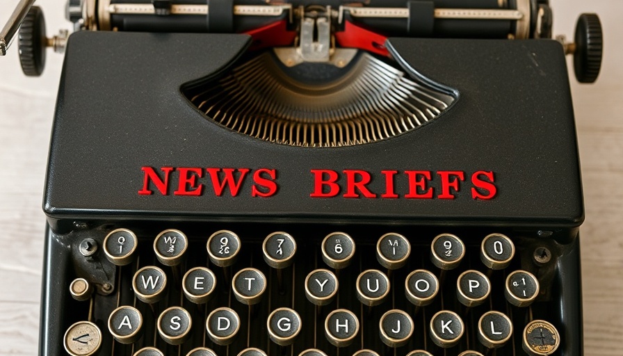 Vintage typewriter with 'NEWS BRIEFS' text, Adventist outreach initiatives