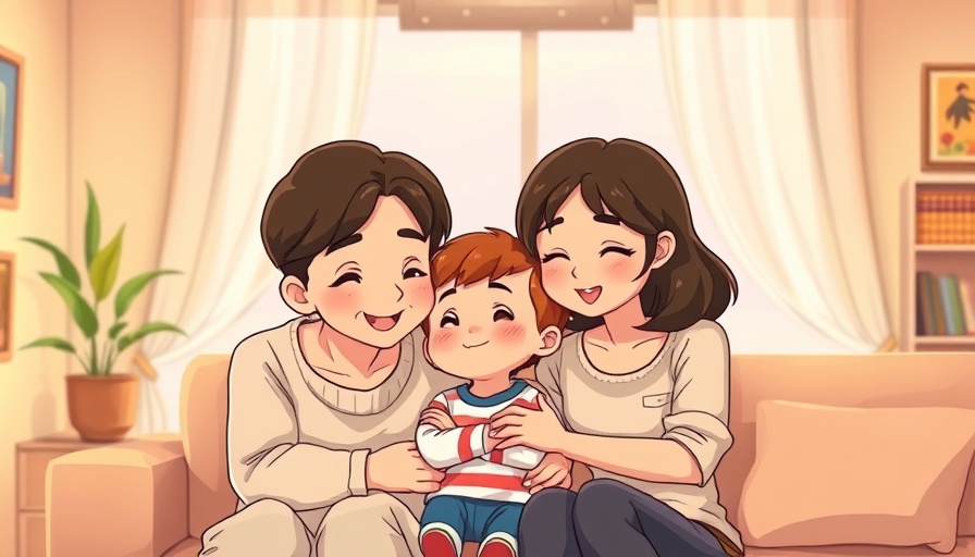 God is with you as you raise your children in animated family scene.