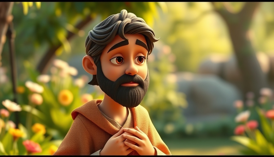 Humble heart in faith, animated figure offering comfort.