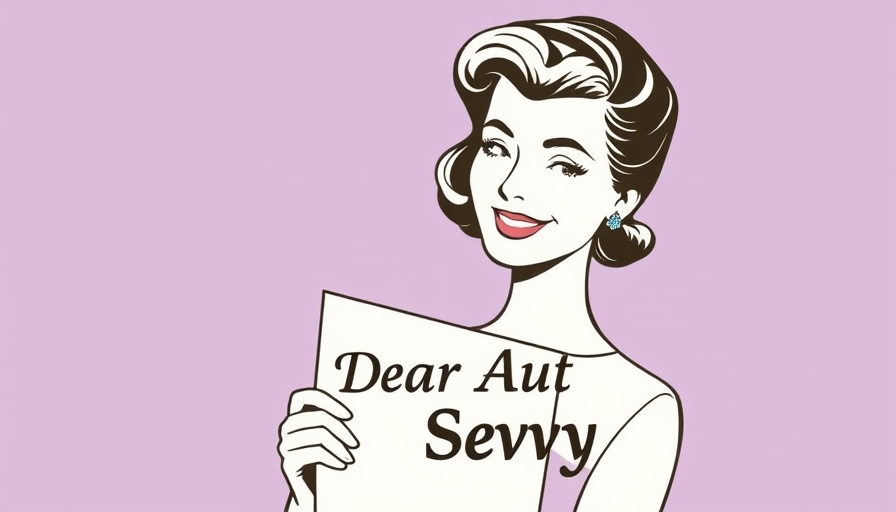 Vintage illustration of woman holding a letter, Dear Aunt Sevvy.