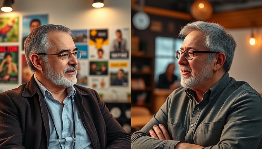 Dual interview split-screen on jailbreaking LLMs, engaging contrast.