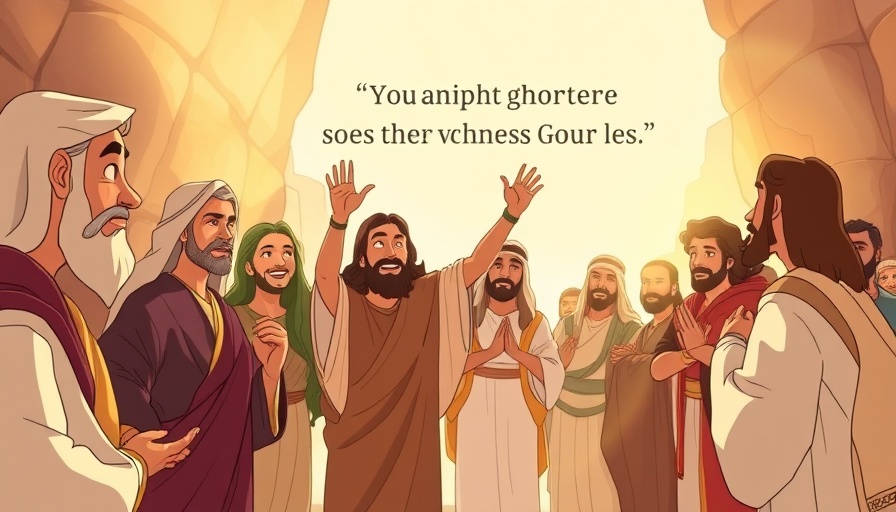 Animated biblical scene illustrating spreading God’s love with a spiritual message.