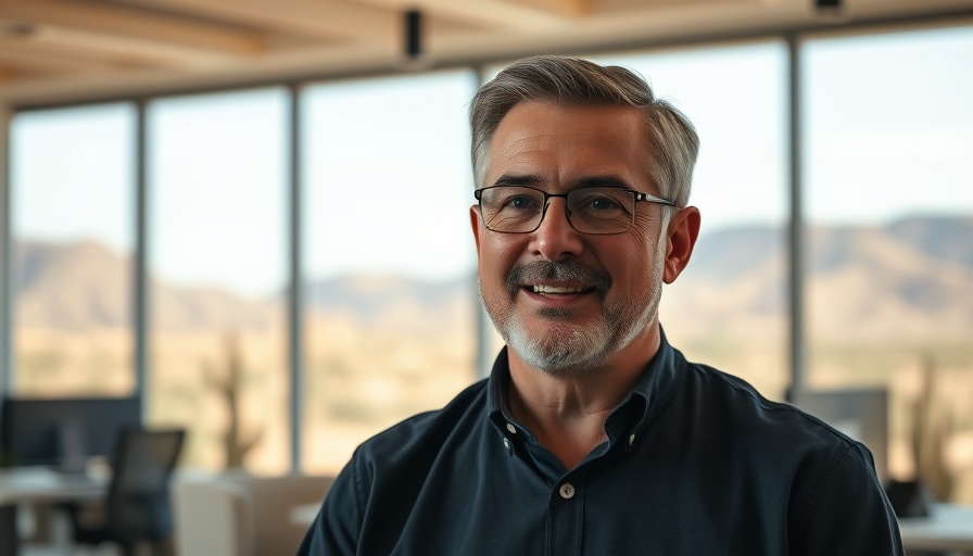 Middle-aged man discussing AI topics in an office setting.