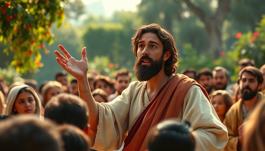 #SuperbookChallenge animation of Jesus teaching in lush garden.