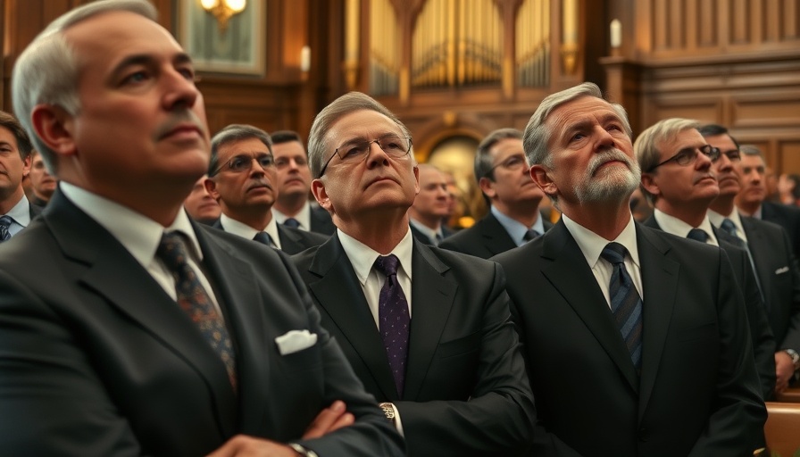 Church authority figures in discussion at SDA service.