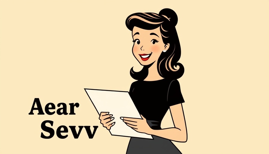 Vintage illustration woman holding letter with Dear Aunt Sevvy