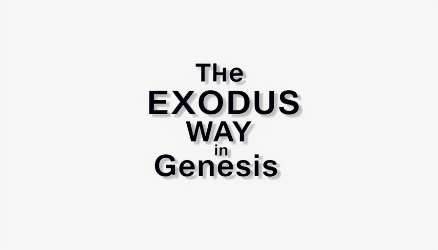 Minimalistic poster titled 'The Exodus Way in Genesis' with bold text.