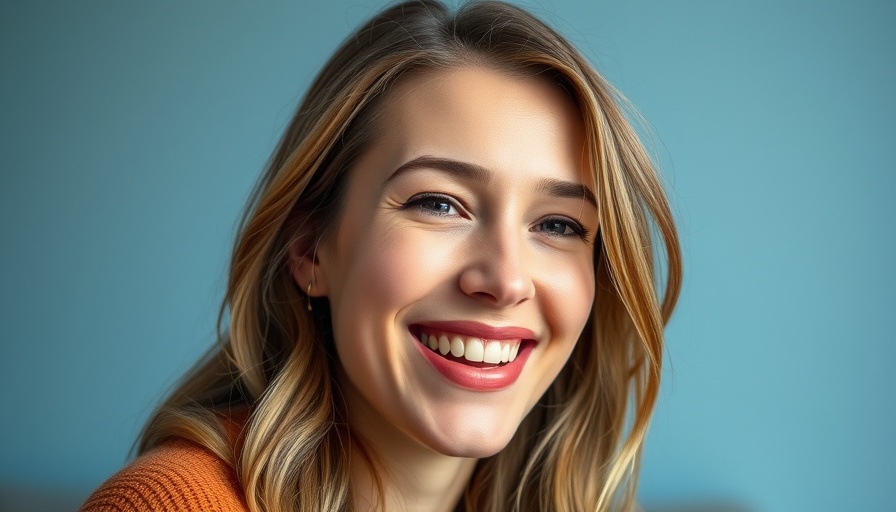 Young woman smiling warmly indoors, practice gratitude daily.