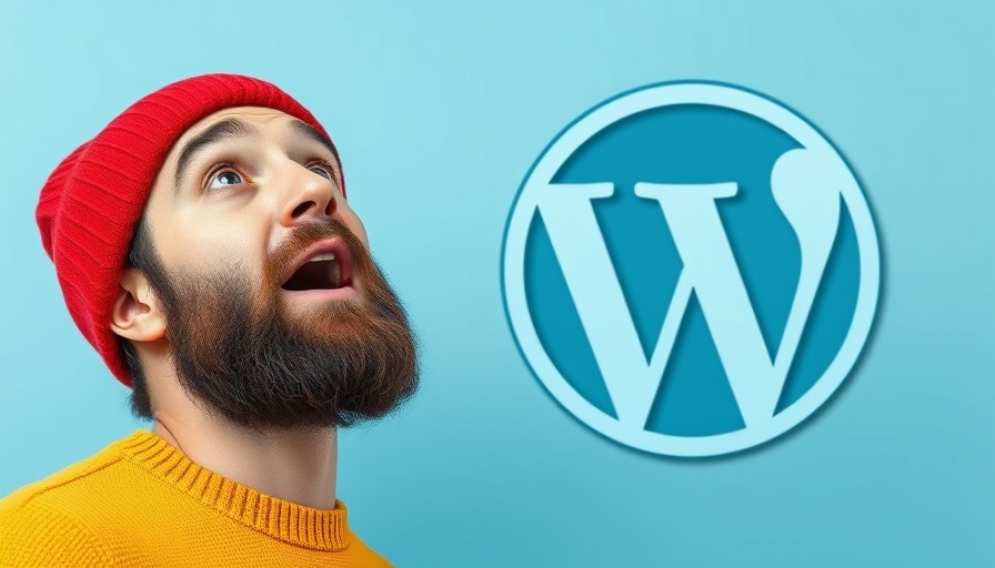 Surprised man with WordPress symbol, highlighting vulnerability.