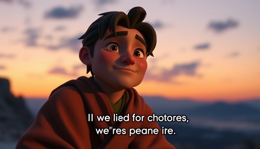 Animated scene depicting God's reminder to be courageous, serene character.