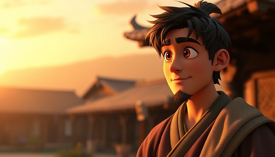 God's guidance protects us scene with animated character during sunset.