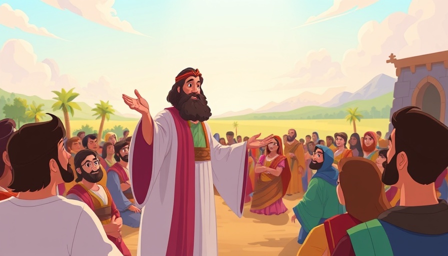 Animated scene with figure delivering message, God is our strength.