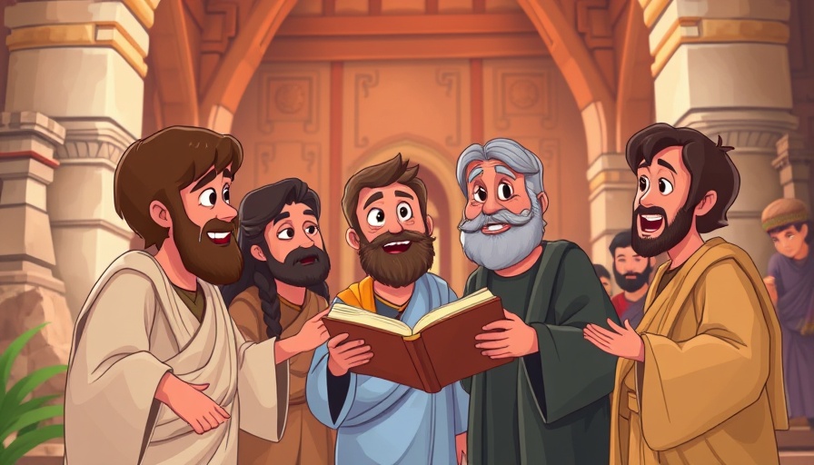 Animated disciples boldly shared the gospel in an ancient setting.