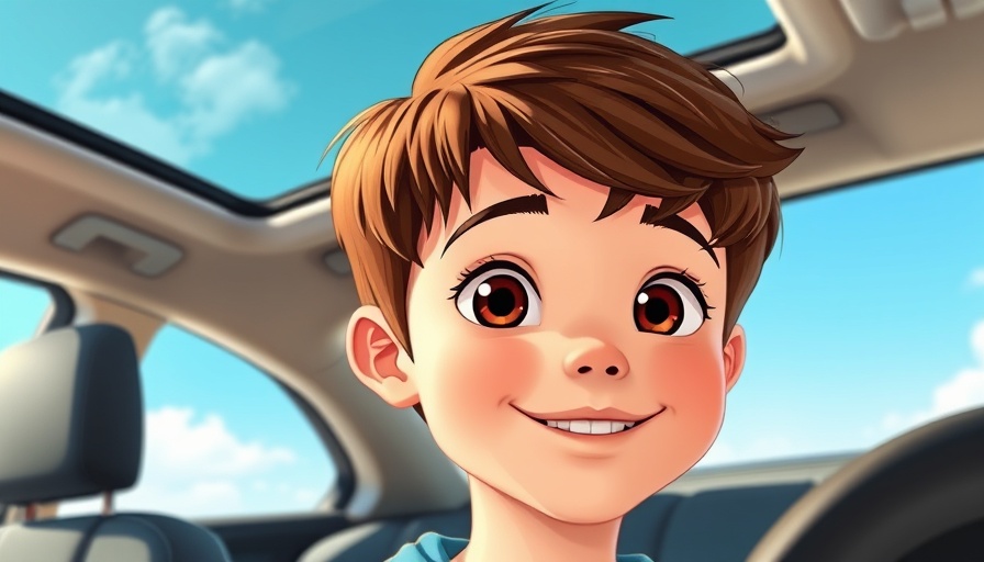 Trusting God's Plans animated boy smiling in vehicle.