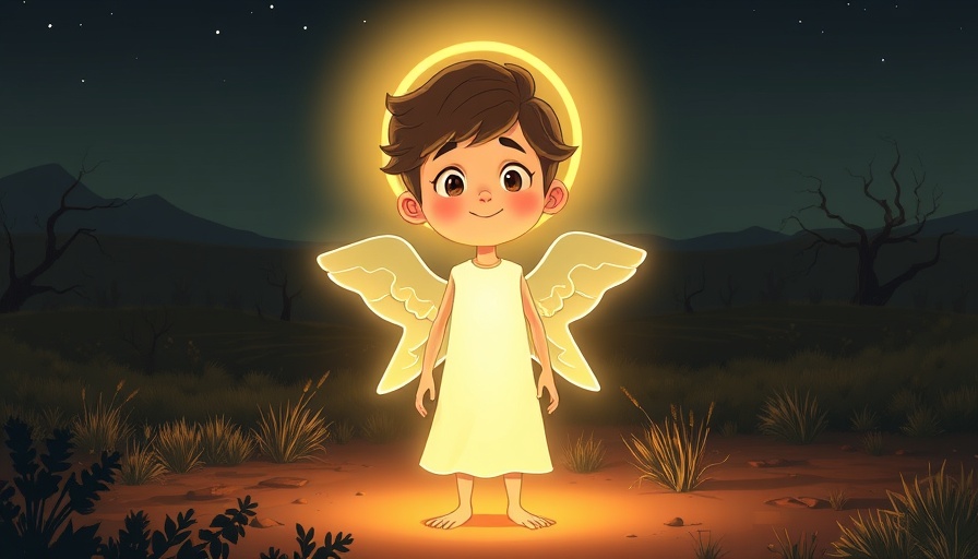 Transfiguration in Christianity depicted in glowing cartoon scene.