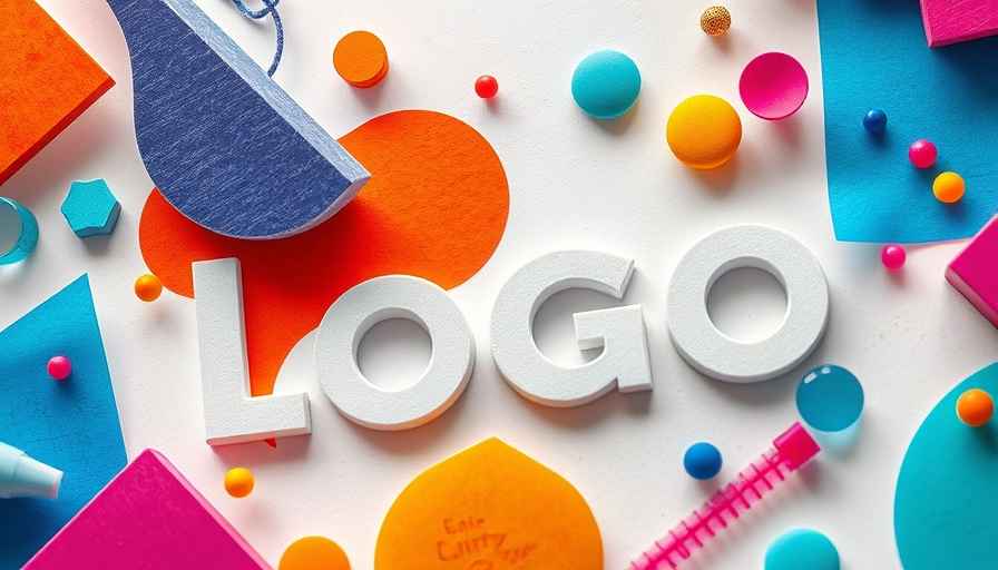 Graphic design concept featuring logo elements and tools, B2B brand importance.