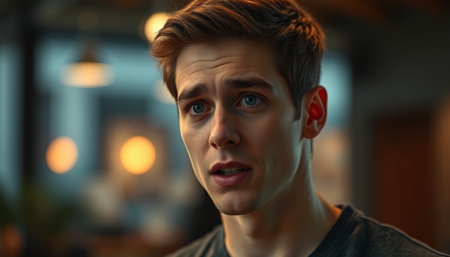 Young man discussing in a cinematic indoor setting. OpenAI’s $6.5 billion acquisition.