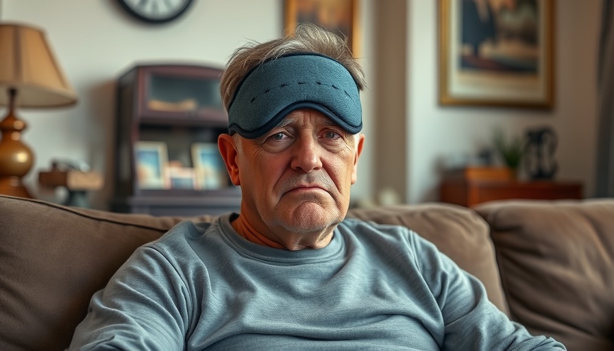 Humorous moment in faith-based relationships with a man in a sleep mask.