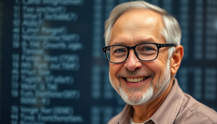 Generative AI Powers Future Cybersecurity visual concept with smiling older man.