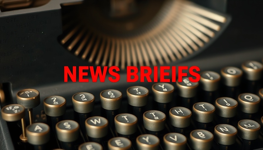 Antique typewriter with 'NEWS BRIEFS' text, vintage style.