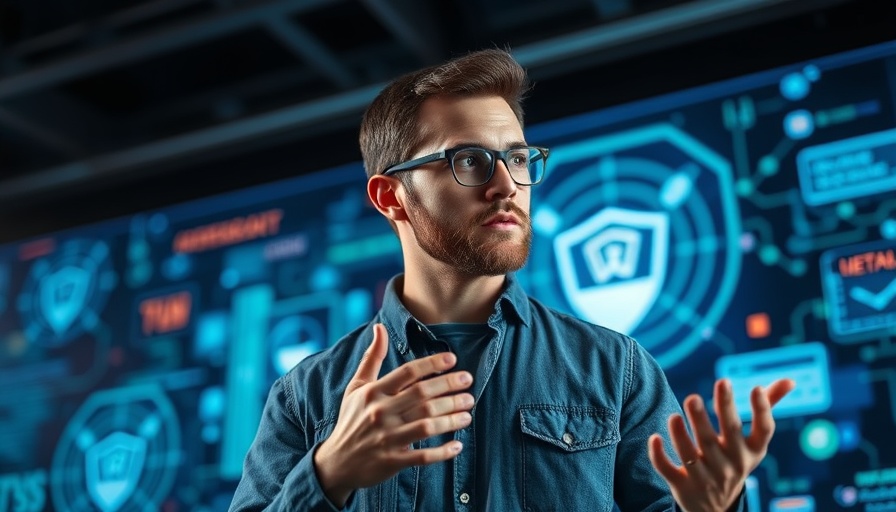 Man discussing Blood Hound tools for red teaming with digital background.
