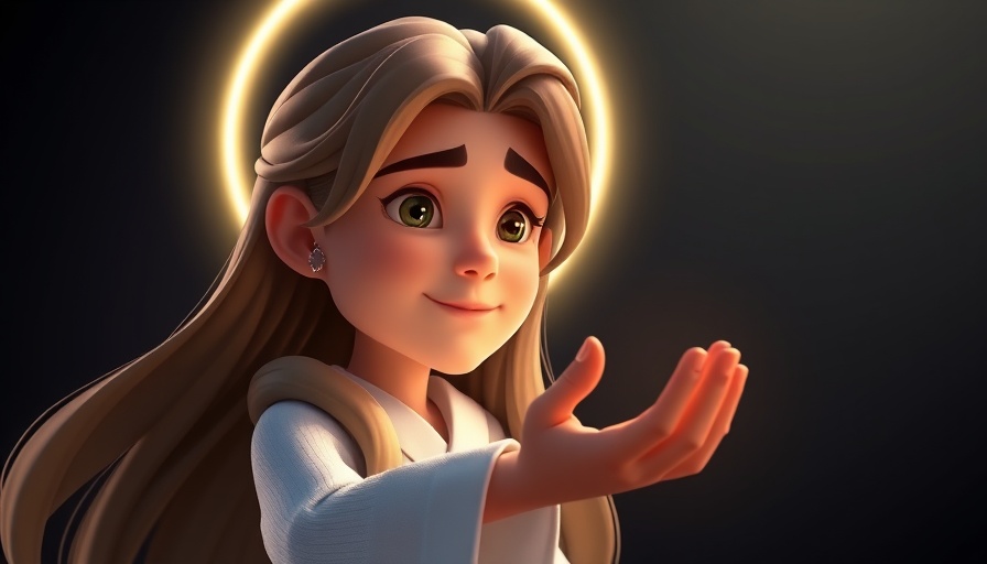 3D cartoon character with halo, portraying a divine mission concept.