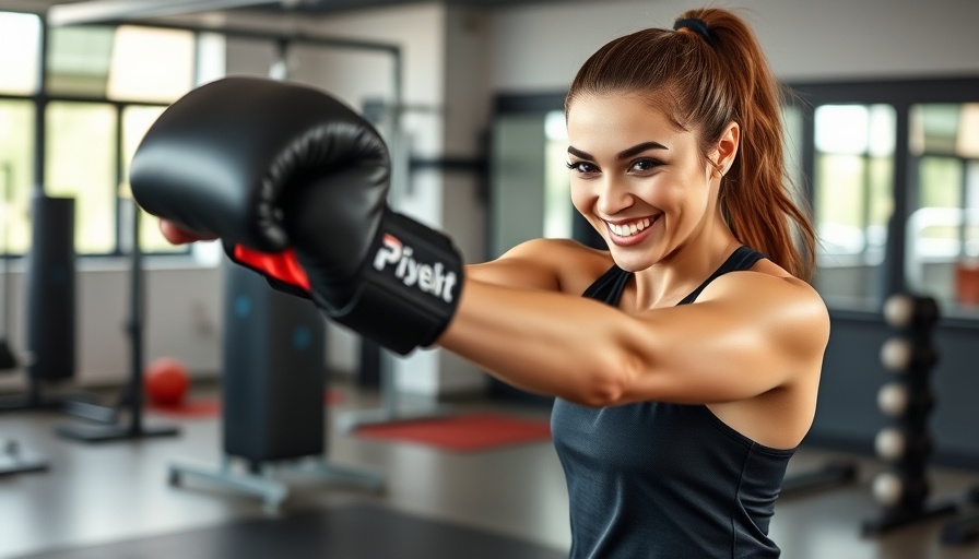 Motivational young woman making kickboxing enjoyable with a smile.